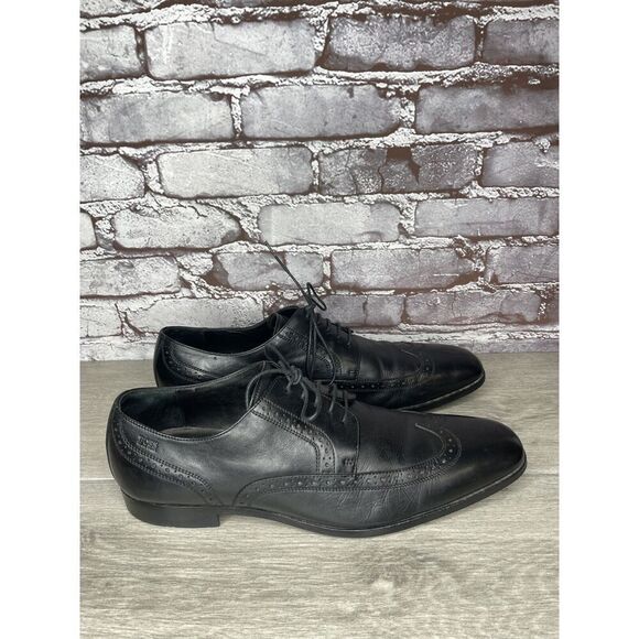 Boss Hugo Boss Black Leather Wingtip Oxfords Dress Shoes Men\'s Sz 12M US/45EU main image 8
